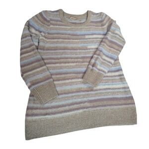 Soft Surroundings Wrenley Stripe Sweater Small Fuzzy Metallic Eyelash Knit